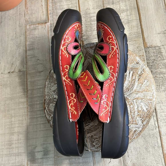 L’ARTISTE SPRING STEP WOMENS COOA HAND PAINTED LEATHER CLOG SIZE 40/9 - Picture 9 of 14